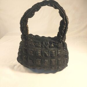 Jason Wu Black Quilted Mini Handbag Ruched Handle Leather